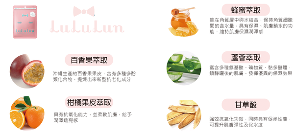 LuLuLun 保濕美白面膜 保濕 緊緻 舒緩 玻尿酸 蜂蜜 膠原蛋白 彈力蛋白 蘆薈萃取 